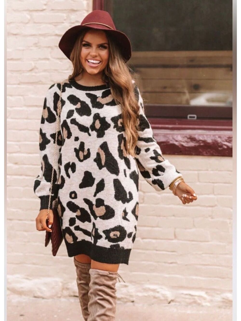 NWT Entro Boutique Leopard/Cheetah Print Tunic Sweater Dress